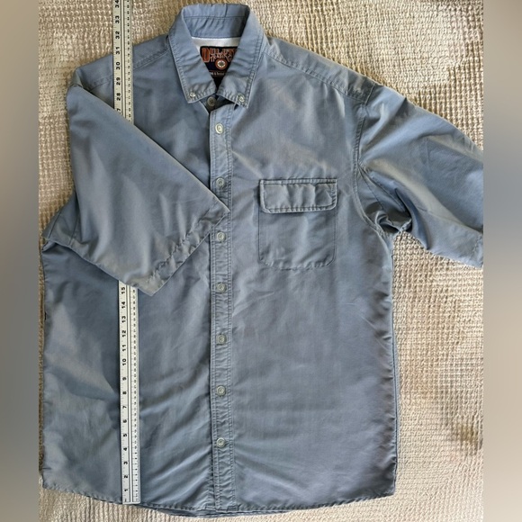 EUC Duluth Trading Ripstop Venting Short Sleeve Button Shirt LT Blue Workwear - Picture 7 of 14